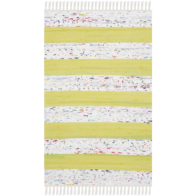 Yokum Hand Woven Cotton Striped Rug, Rectangle 2'3" x 3'9"
