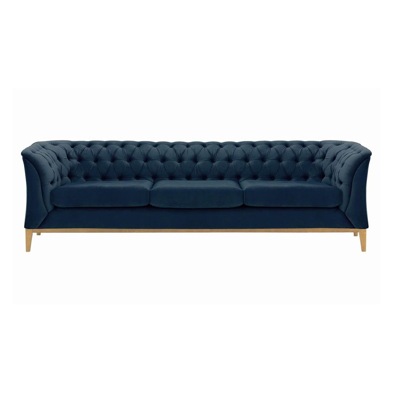 Burnham Velvet 3 Seater Sofa, Navy