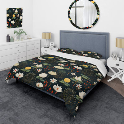 Ensemble de housse de couette White Zen Floral Lotus Harmony