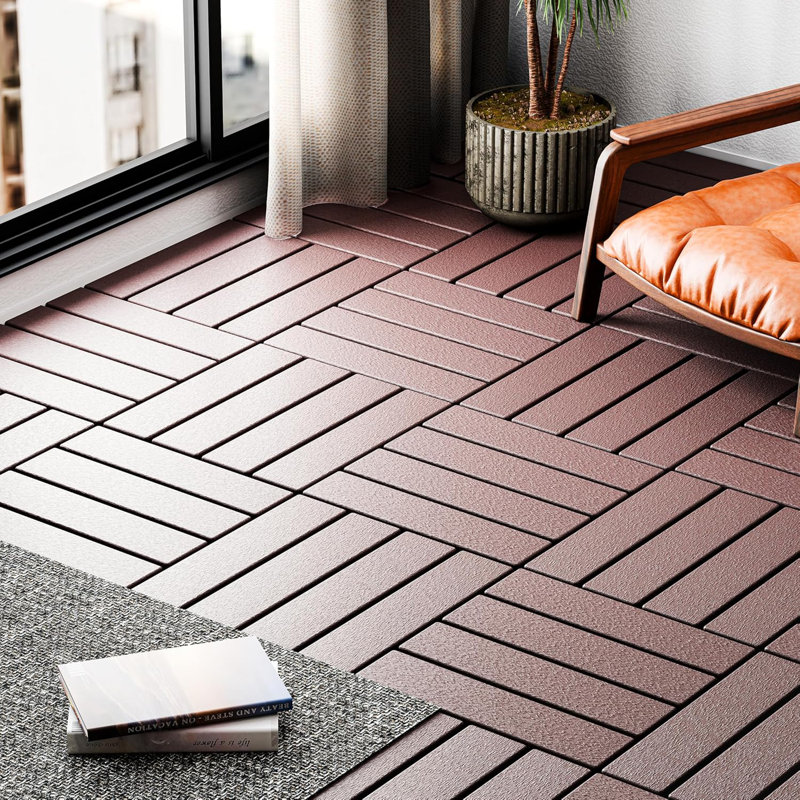 Carreau de terrasse emboîtable en plastique L 12 po x l 12 po DECKING, Brun