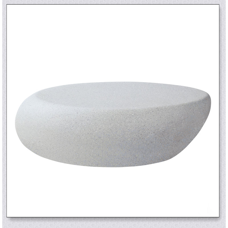 Table basse 43,31 po elliptique en fibre de verre, design rétro et moderne, finition matte, sans assemblage requis