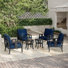 Teak Outdoor Four-person Conversation Set With Cushion And Two Side Tables