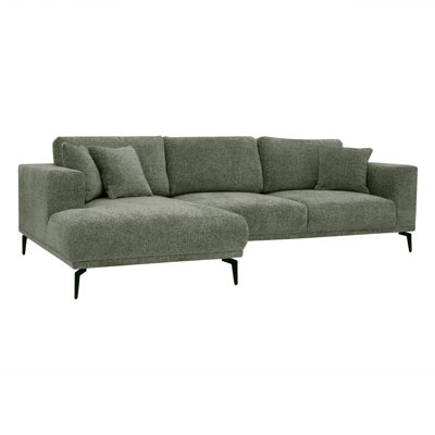 Riviera 4 Seater Corner Sofa, Fabric, 286cm Modern L-Shaped with Metal Legs