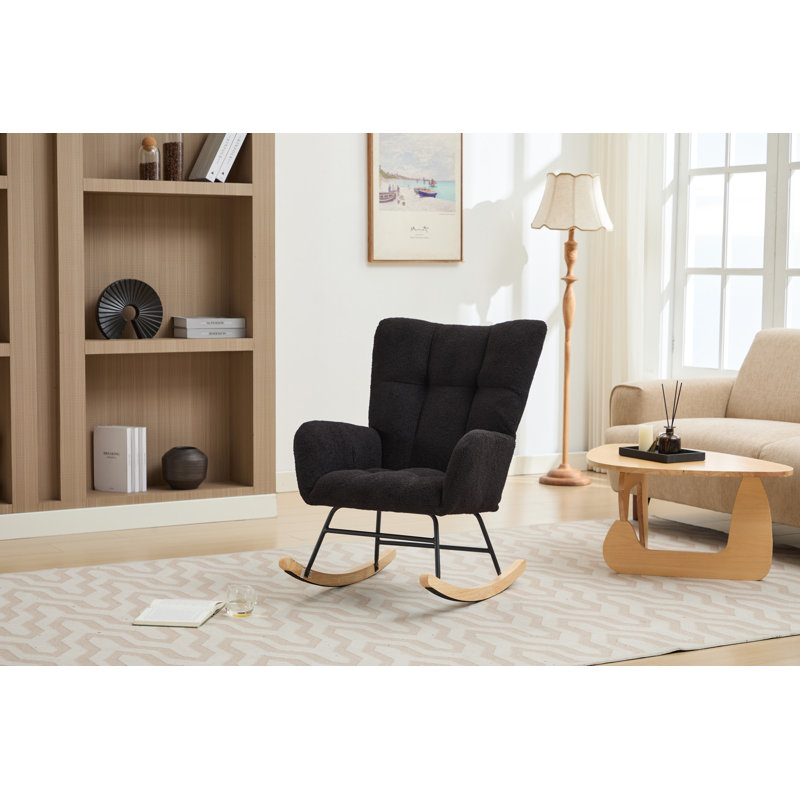 Chaise berçante rembourrée Modern, Noir