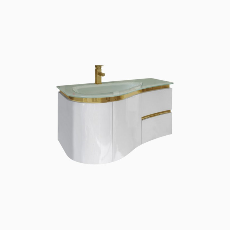 Meuble-lavabo mural simple 36 po avec plateau en verre Qiang