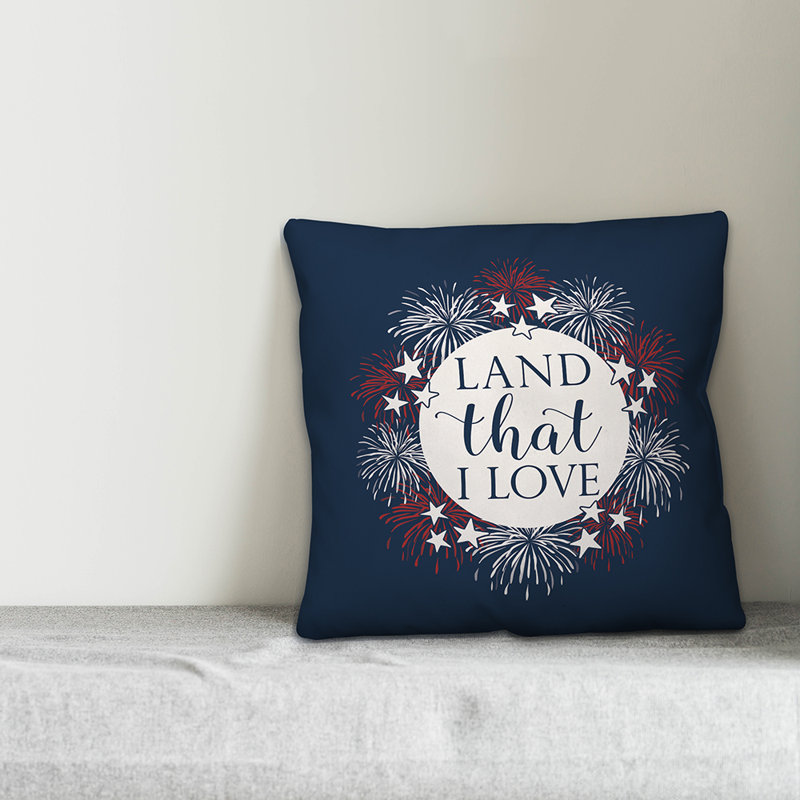  Coussin intérieur / extérieur Land That I Love Fireworks, 16 po x 1 po, Housse de coussin seulement - sans coussin