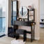 Armoire à miroir pleine grandeur + coiffeuse à miroir rond à DEL + tabouret rembourré