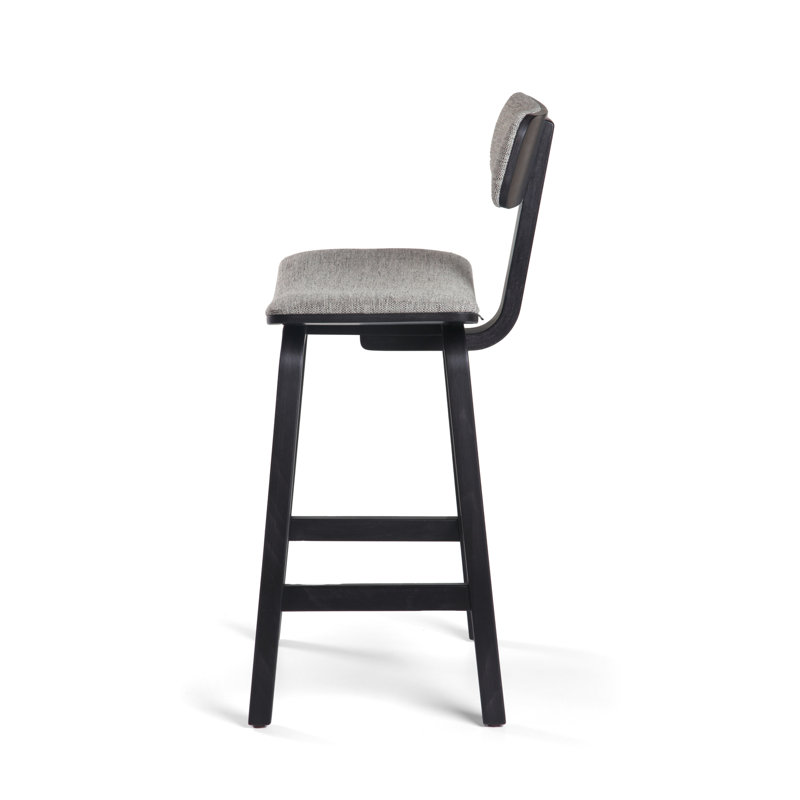 Tee Upholstered Stool with Solid Wood Frame, Dark Gray/Transparent Black Frame