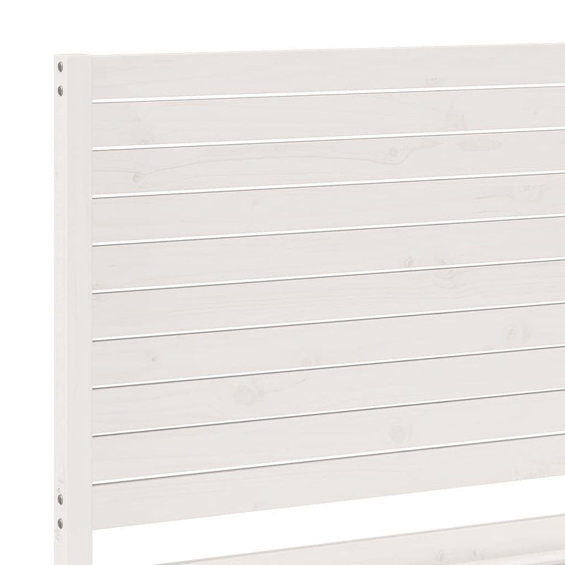 Bed Frame Solid Wood, White, 200 x 220 cm