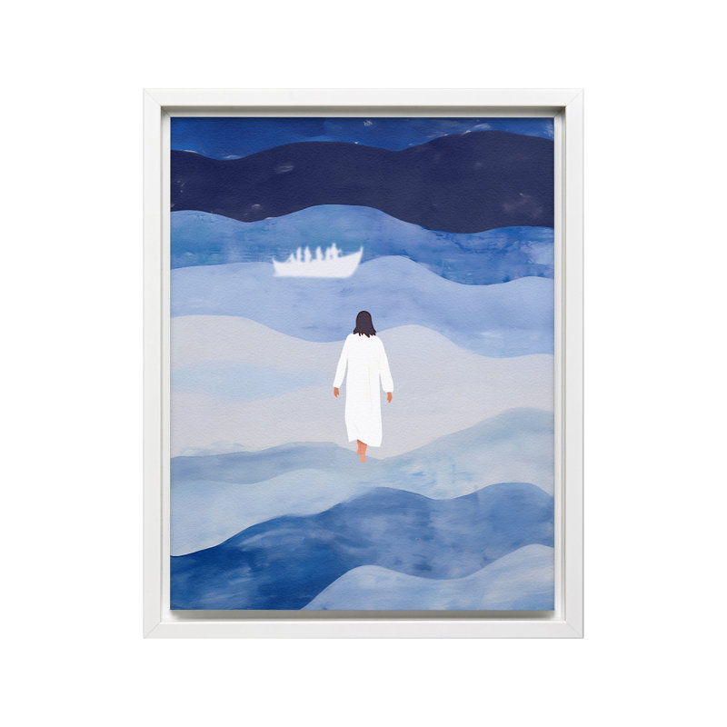 Marcher sur l'eau, Canevas, Encadrement blanc, H 11 po x l 14 po