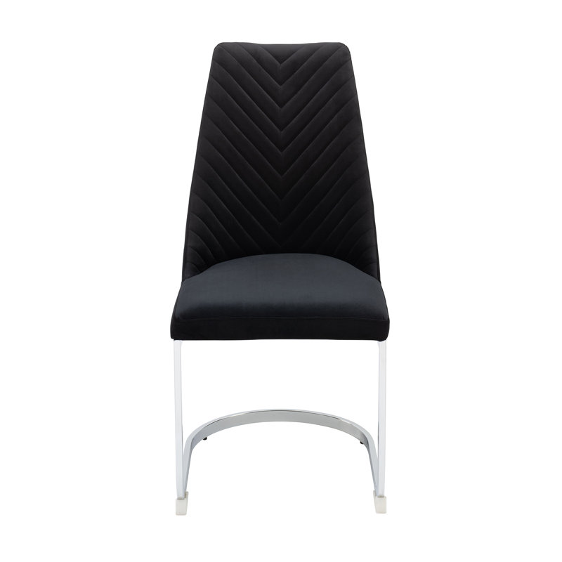Pires 46cm H Velvet Upholstered Metal Side Chair, Blue