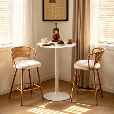 Table de bar ronde, table de salle à manger moderne, table de salle à manger, plateau en panneau de fibres à densité moyenne et base mate peinte en fer, table de salle à manger ronde, table basse de salon médiéval (24 pouces), cuisine familiale, petit espace