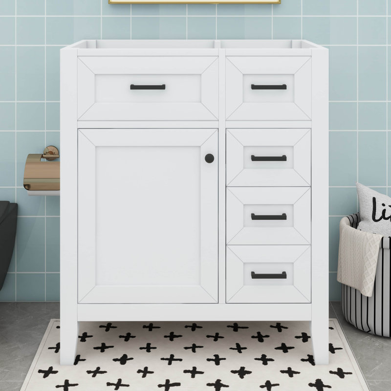 Meuble-lavabo moderne 30 po avec 3 tiroirs, Blanc