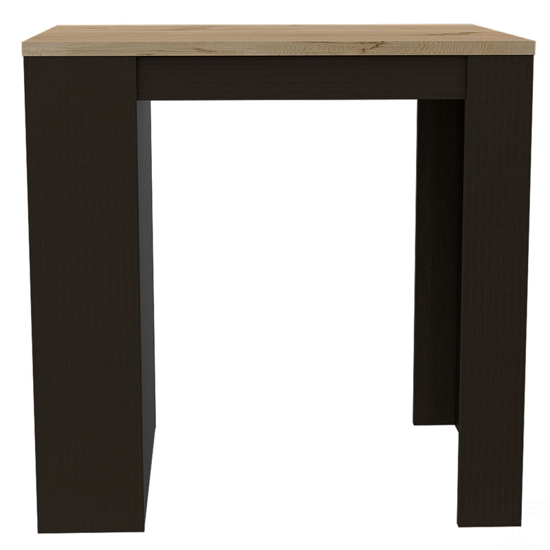 Kitchen Island Table, Two Legs, Three Side Shelves, Black