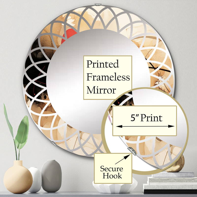 Northleach - Miroir mural moderne rond, 24 po x 24 po
