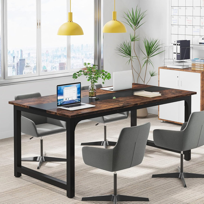 Grand bureau d'ordinateur 63 "moderne, Brun