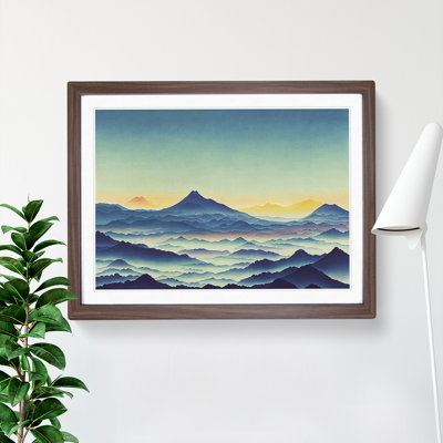 Japanese Mountain Sunrise 1 Piece Single Picture Frame Wall Art