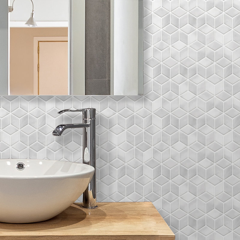 Bulverde Stone Hexacube Wall Tile Sticker, Grey