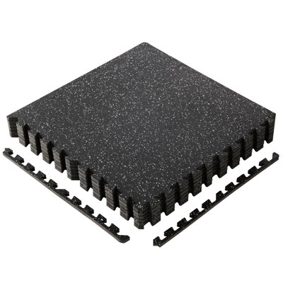 Interlocking Rubber Fitness Flooring Mats, Thicked Home Workout Puzzle