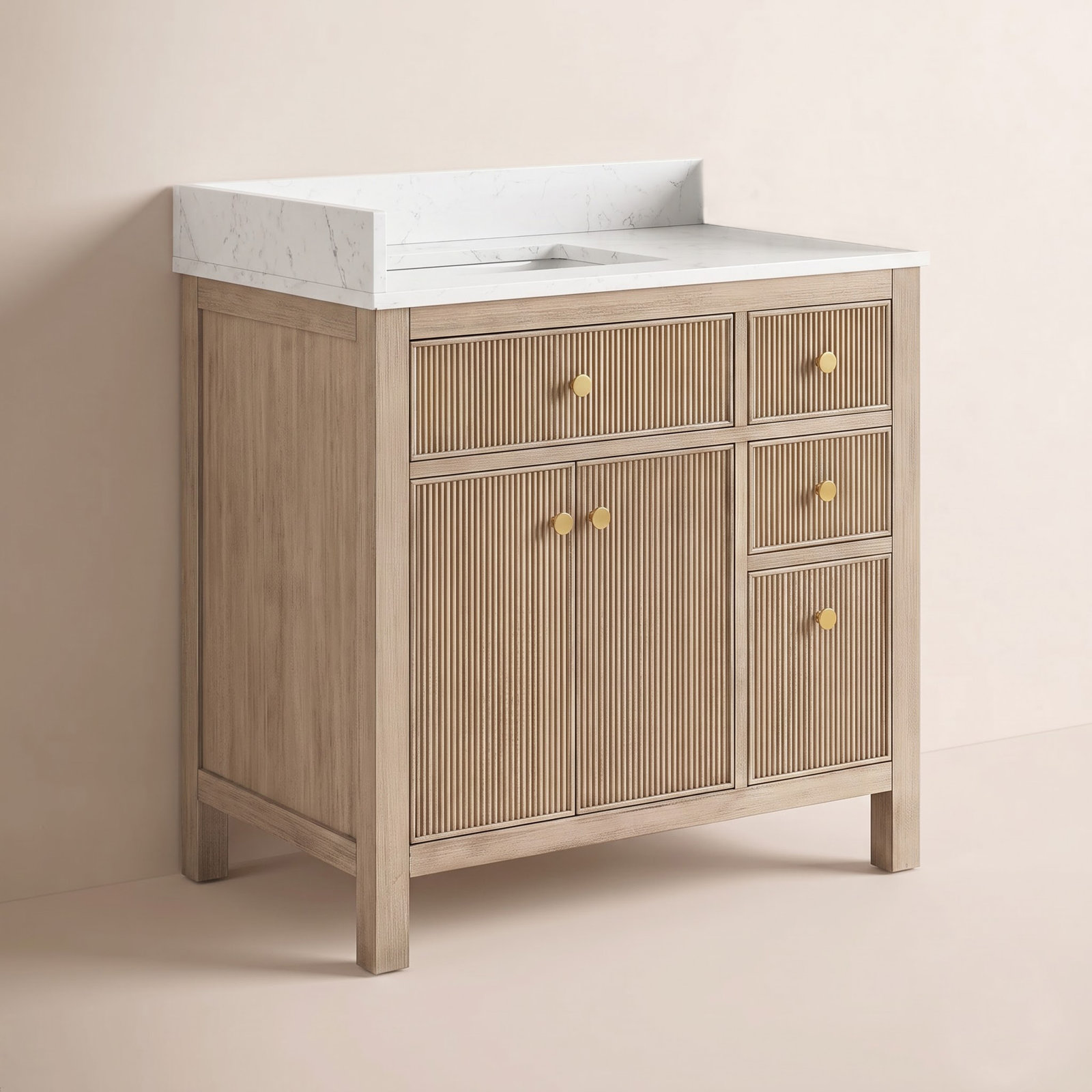 Lala 36" Single Bathroom Vanity, Natural Oak