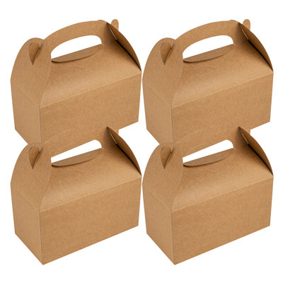 Restaurantware Gable Gift Boxes Pack of 25 Paper Treat Boxes 9.5 x 5 x 5 Inches, Disposable Kraft Containers, Greaseproof, Freezer-safe, For Weddings or Birthdays