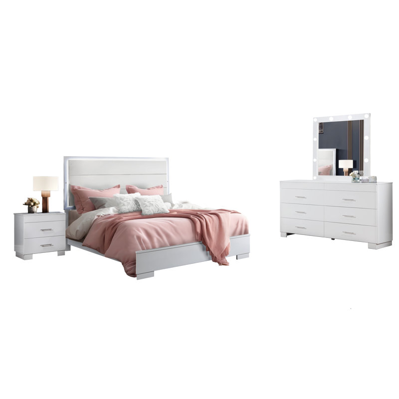 Ensemble de chambre avec grand lit 4 pièces Nivia