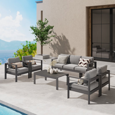 6-Piece Aluminum Patio Conversation Set With Cushions