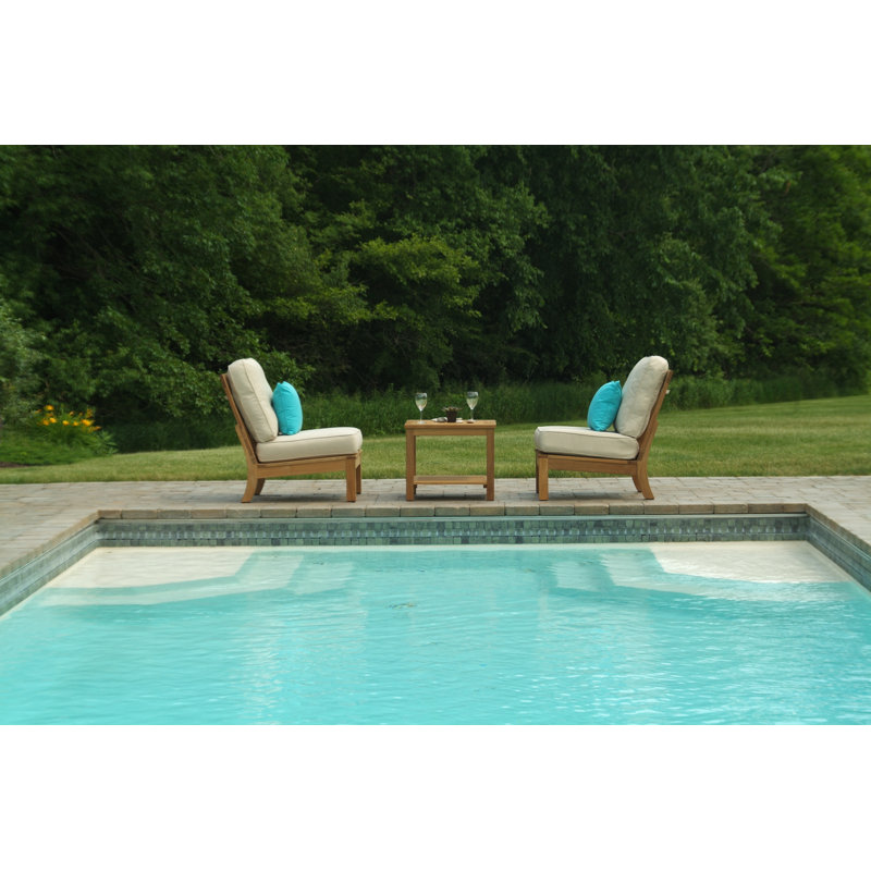 Monterey Sectional Armless Teak Outdoor Chair, Spectrum Sand Sunbrella® Plainweave