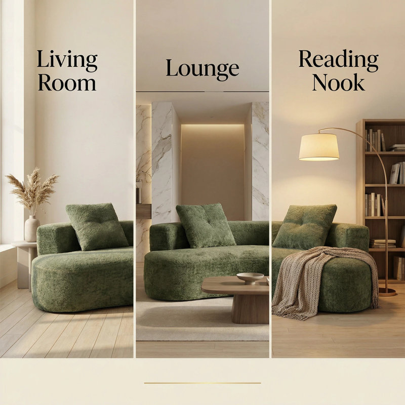 Canapé 79,5 po Modern Cloud Curved, Vert