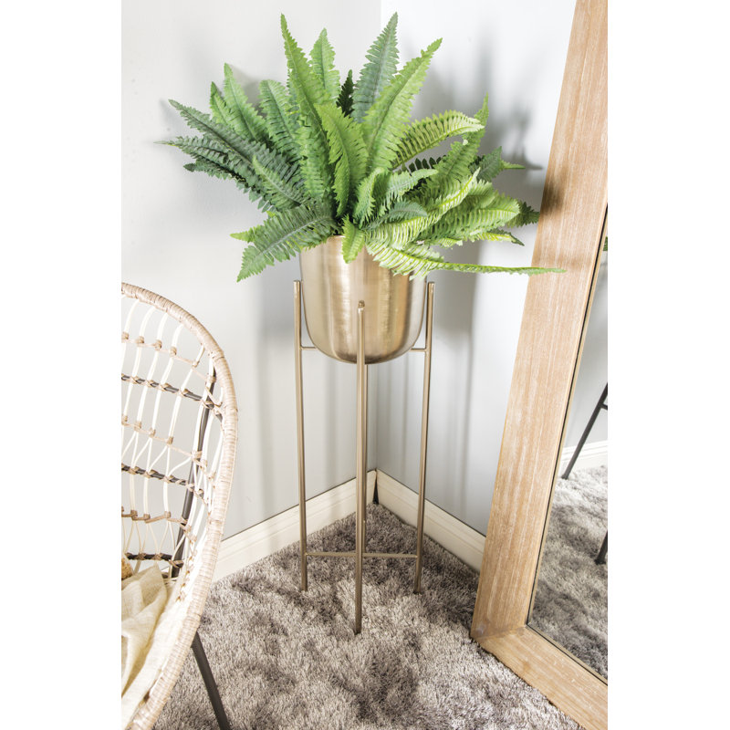 Grand support à fleurs rond en métal 2 pièces, Argent, H 46 po x l 13 po x P 13 po