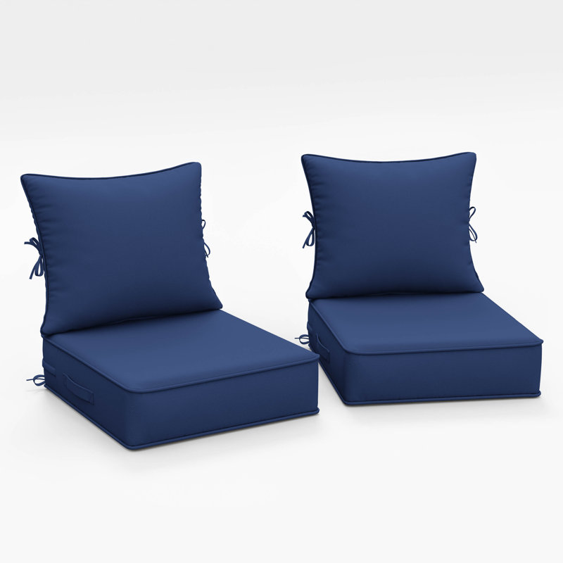 Ensemble de coussins de siège d'extérieur l 22 po x P 24 po, coussins d'extérieur seulement, 2, Gris foncé