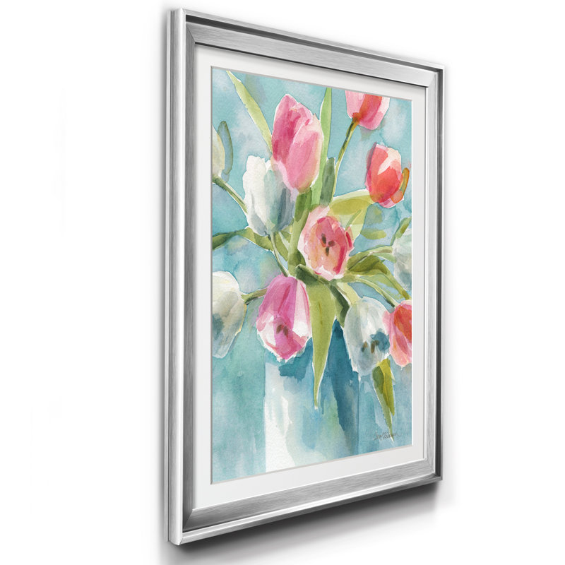 Today's Tulips I - Cadre photo, reproduction d'art sur papier, Cadre argenté, H 30,5 po x l 42,5 po x P 1,5 po