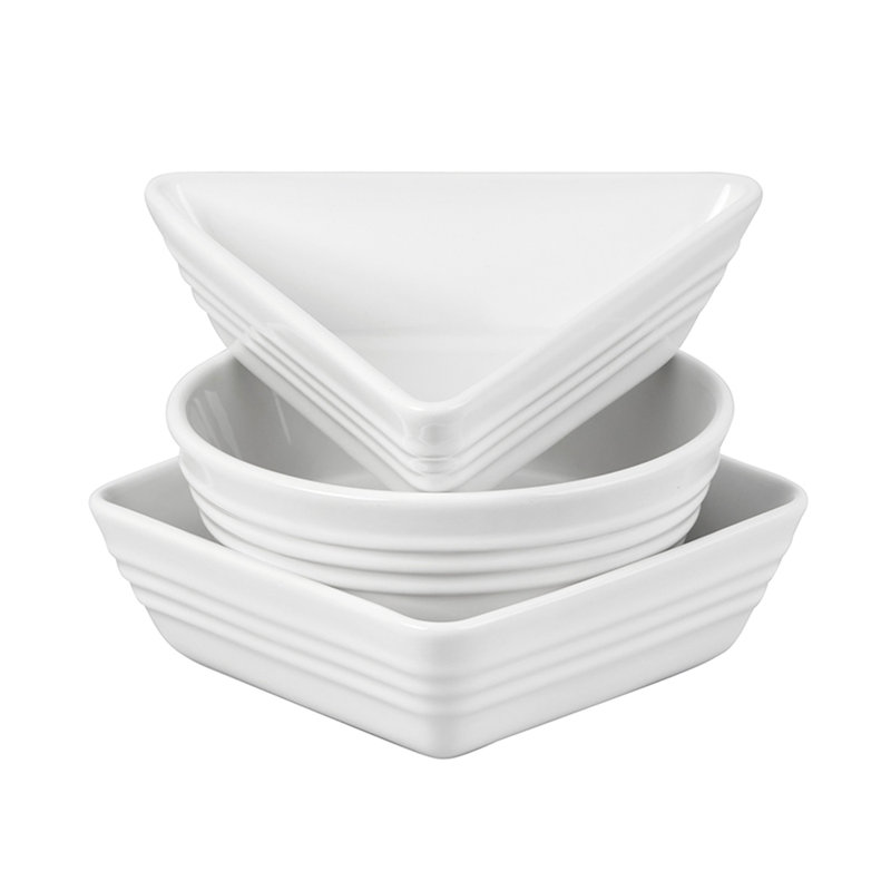 Stoneware Set of 3 Tapas Appetizer Plate, White