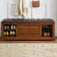 Banc rembourré en noyer clair-1499153998