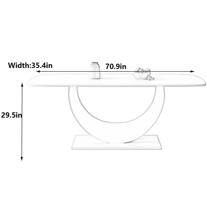Table rectangulaire crème blanc crème, H 29,5 po x L 70,9 po x l 35,4 po