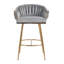 Tabouret de bar 26 po avec îlot de cuisine avec dossier ondulé à la main, base chromée dorée et repose-pieds 26 po-874786087-874786084