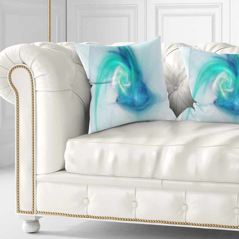 Texture abstraite fractale bleu clair - coussin imprimé abstrait, 16 po x 1 po, Coussin décoratif
