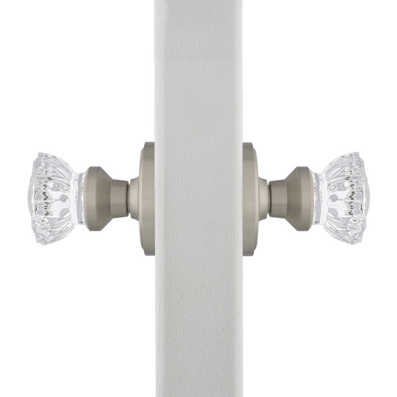 Classic Rosette with Crystal Door Knob, Satin Nickel