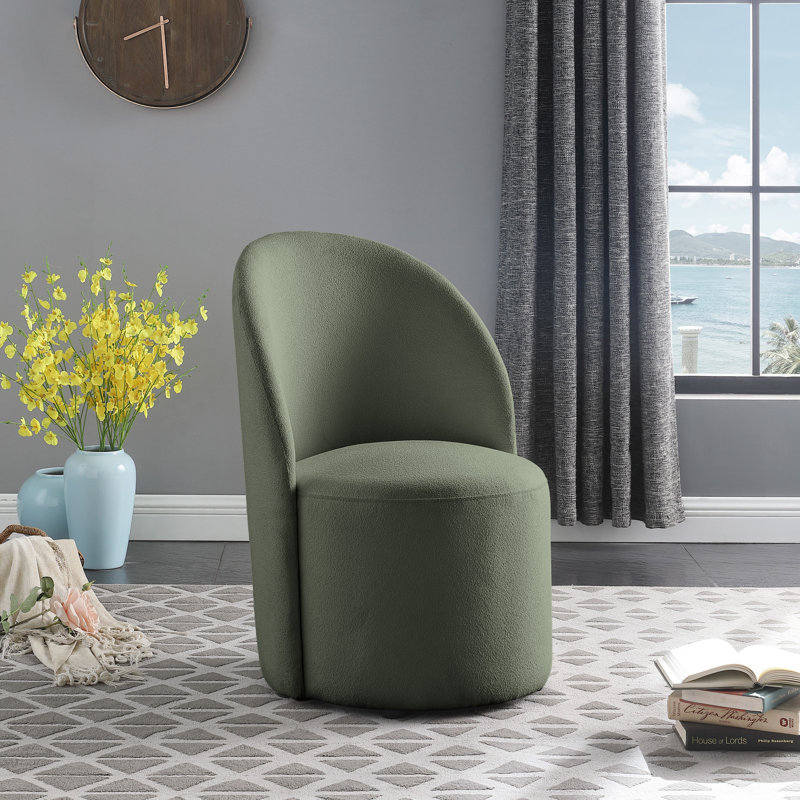 Fauteuil demi-tonneau l 24 po Yulon, Tissu bouclé vert