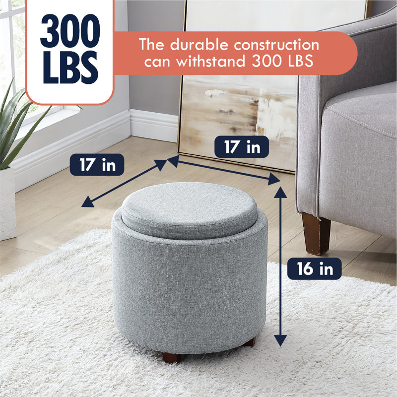 Ludine Upholstered Ottoman, Gray Linen