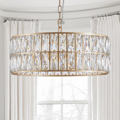 Round 5-tier Crystal Chandelier, Chrome Semi Flush Mount Fixture – Perfect For Hallway/bedroom/living Room, Luxury Contemporary Style, 17.7” Wide×9.8” High, K9 Crystal+iron Frame, Dimmable Bulb Compatible