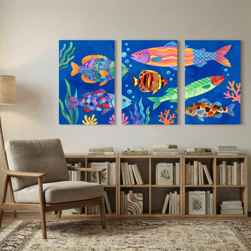 Animaux, ensemble de 3 reproductions d'art sur toile, H 36 po x l 72 po