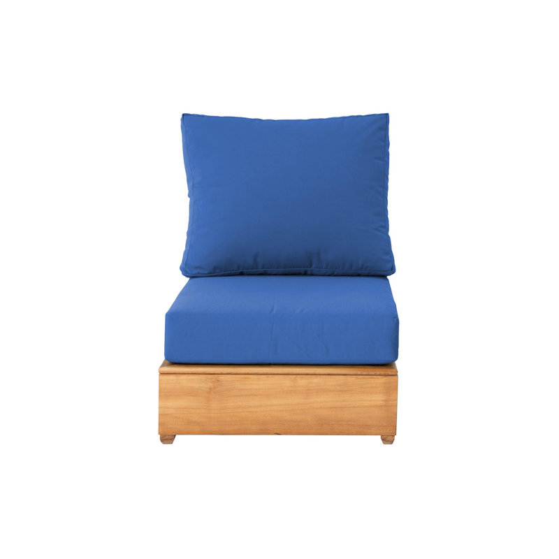 Arrihanna Outdoor Teak Armless Lounge Chair, Sapphire