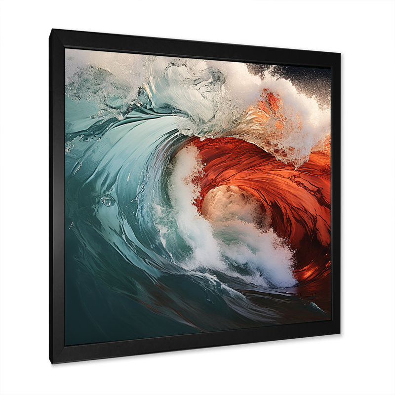 «Green Green Wave», impression sur toile, H 24 po x l 24 po x P 1 po, Cadre photo noir