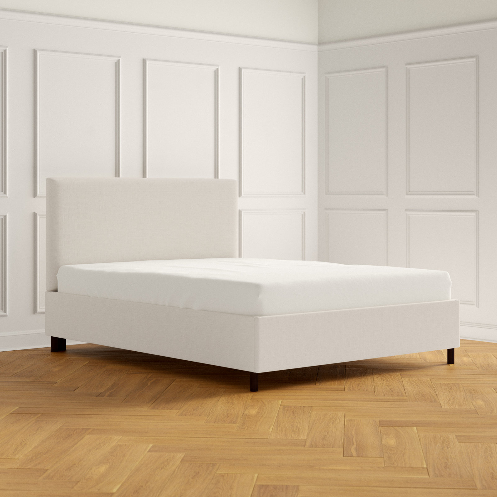 Eisley Cotton Upholstered Bed, Queen, White Performance Twill