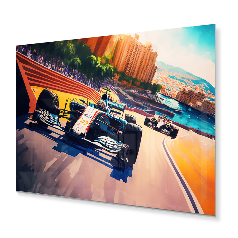 Voiture de course à Monaco GP VIII - Décoration murale moderne en métal, H 12 po x l 20 po x P 1 po