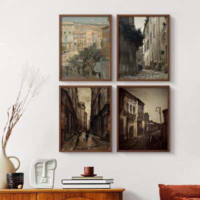 «Vintage Landscape», ensemble de 4 encadrées