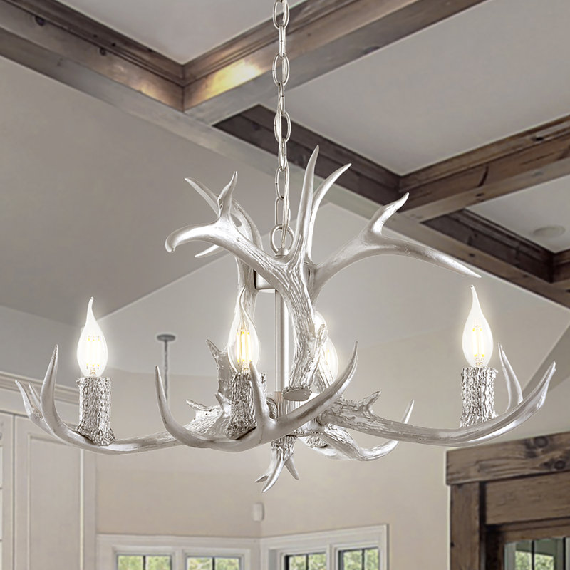 Rohrbach Candle Style Wagon Wheel Chandelier, 14.5" H x 26" W x 26" D, Silver