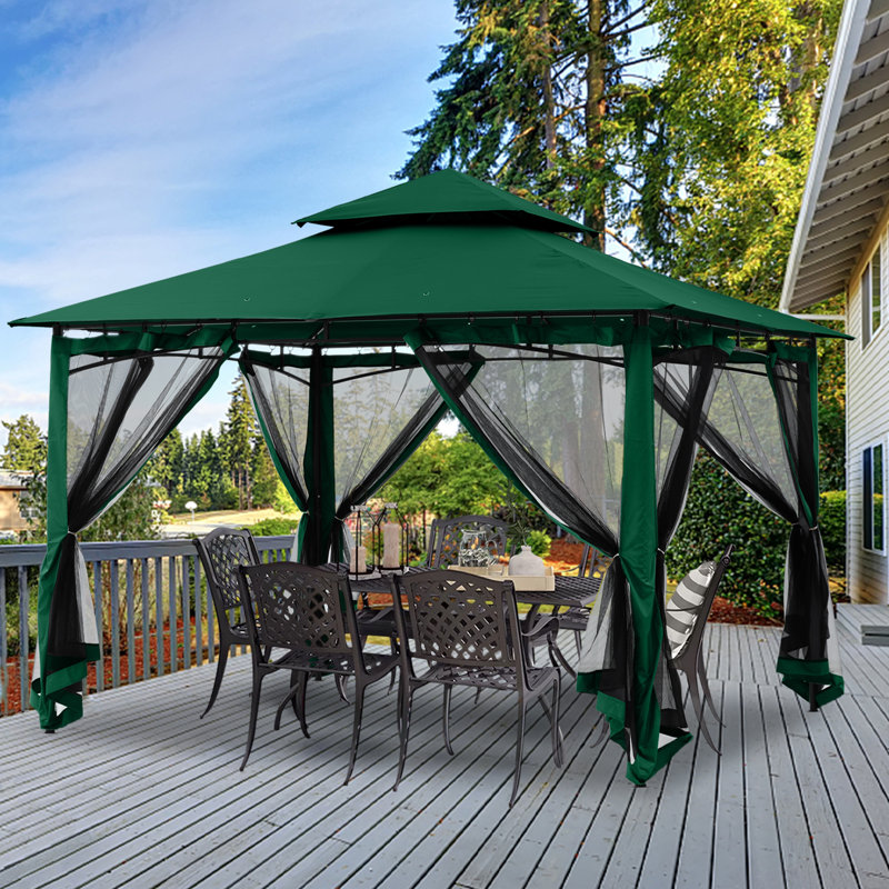 Steel Patio The Soft Roof Gazebos, Forest Green, 12 Ft. W x 10 Ft.