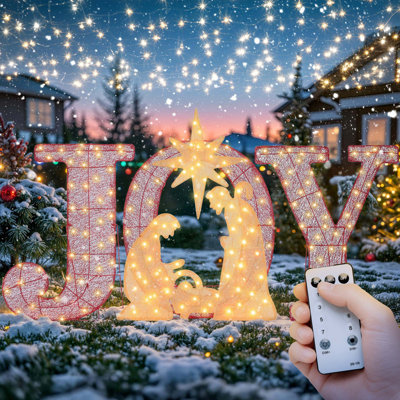 Ensemble de crèche de Noël 31,5 po, décoration de Noël 3 pièces autoportante ou murale pour la cour, la pelouse, le jardin ou l'intérieur